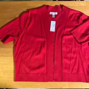 NWT Dressbarn  Red Cardigan with short sleeves Tomato Girl